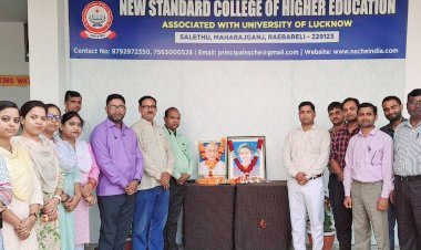 न्यू स्टैंडर्ड कॉलेज ऑफ हायर एजुकेशन सलेथू में महापुरुषों के चित्र पर माल्यार्पण कर मनाई गई पुण्यतिथि