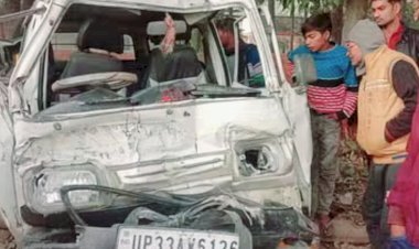 सड़क दुर्घटना में स्कूली वैन ड्राइवर और छात्र की दर्दनाक मौत, स्कूली वैन और टैंकर में जोरदार भिड़ंत