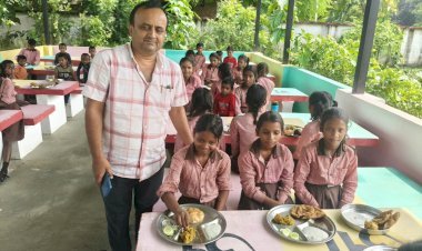 जन्मदिन की खुशियां बच्चों संग बांटी, तिथि भोज में परोसा पौष्टिक भोजन