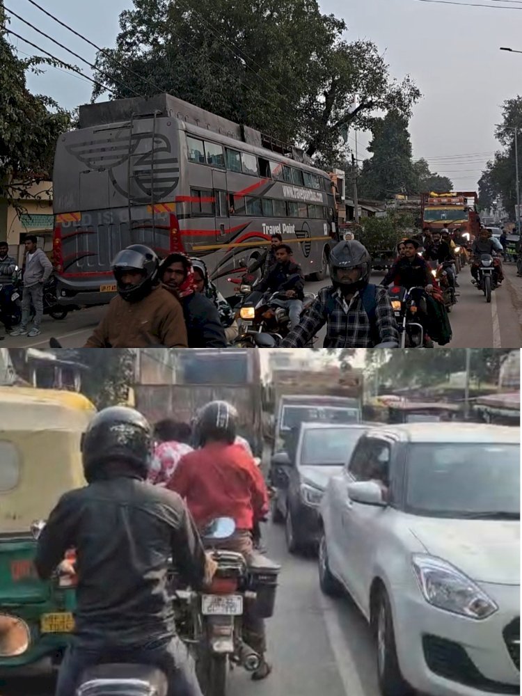 महराजगंज कस्बा में जाम से नहीं मिल रही राहत, बढ़ी परेशानी