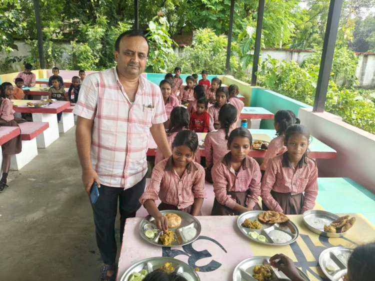 जन्मदिन की खुशियां बच्चों संग बांटी, तिथि भोज में परोसा पौष्टिक भोजन
